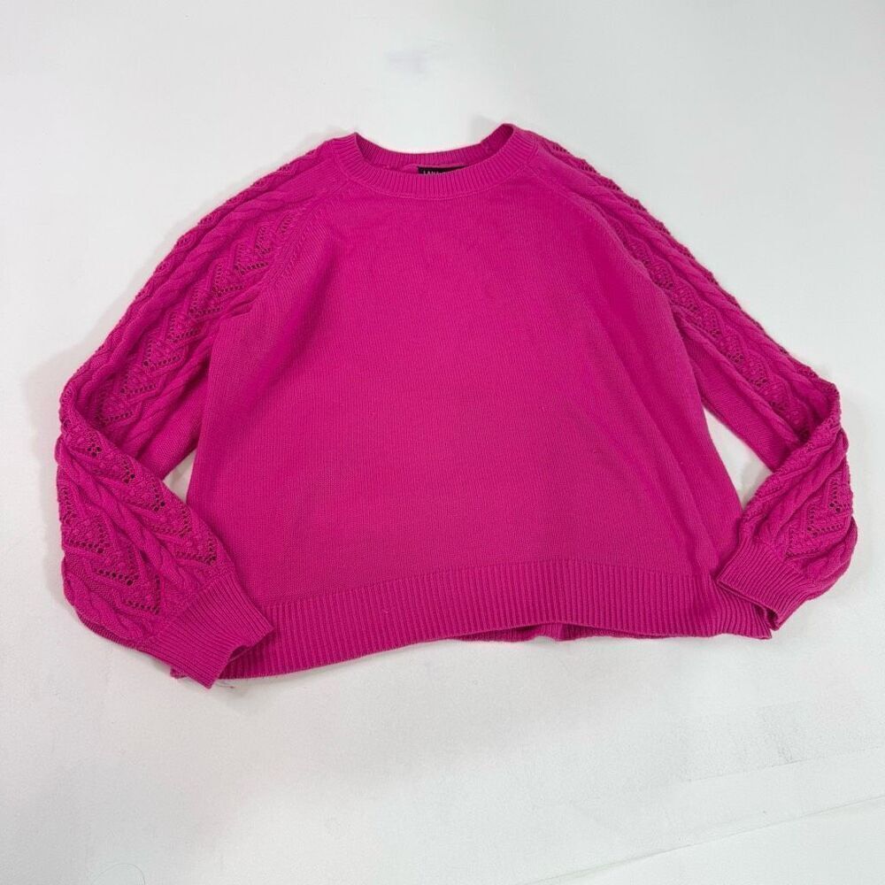 Lane Bryant Sweater Womens 18/20 Pink Fisherman Barbiecore Wool‎ Blend Knit
